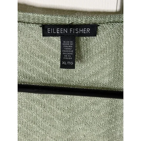 Eileen Fisher Sage Green Hemp Open Front Long Waisted Cardigan XL NEW! - Picture 4 of 6